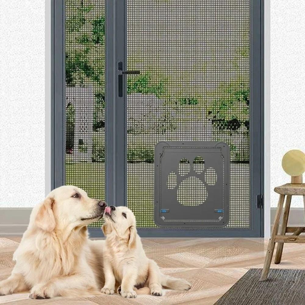 Plastic Pet Lockable Screen Door Magnetic Flap Self-Closing Pet Door Dog Flap Door  Home Garden