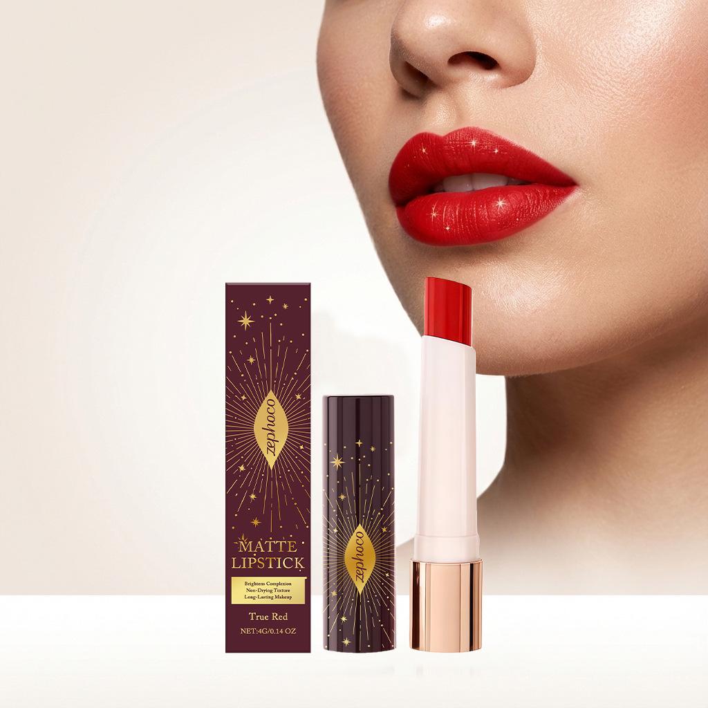 Zephoco True Red Starry Matte Lipstick – Effortless Application for Everyday Wear