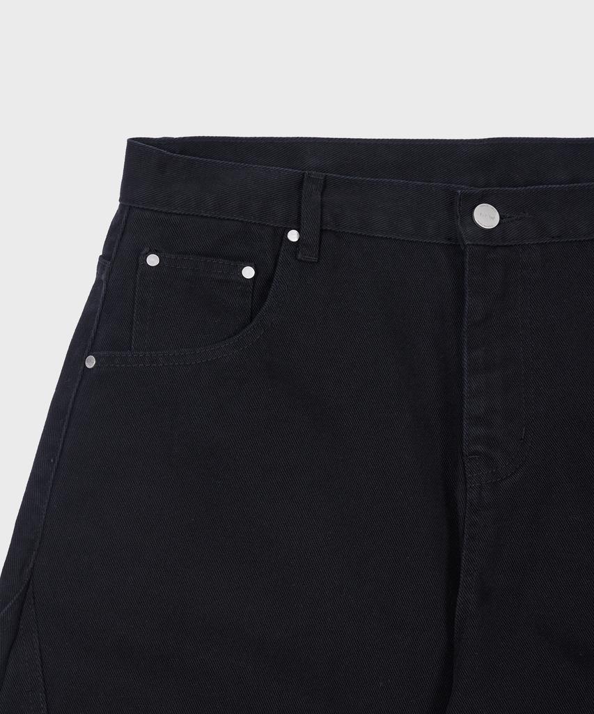 GLW Curved Cut Wide Cotton Pants Black