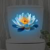 Blue Luminous Water Lily Toilet Stickers, Waterproof Bathroom Decoration Stickers, Creative Fluorescent Stickers