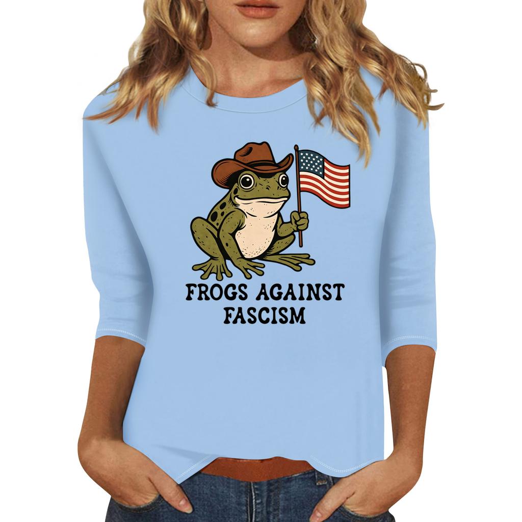 Women's Fashionable Casual Three-quarter Sleeve Round Neck Top