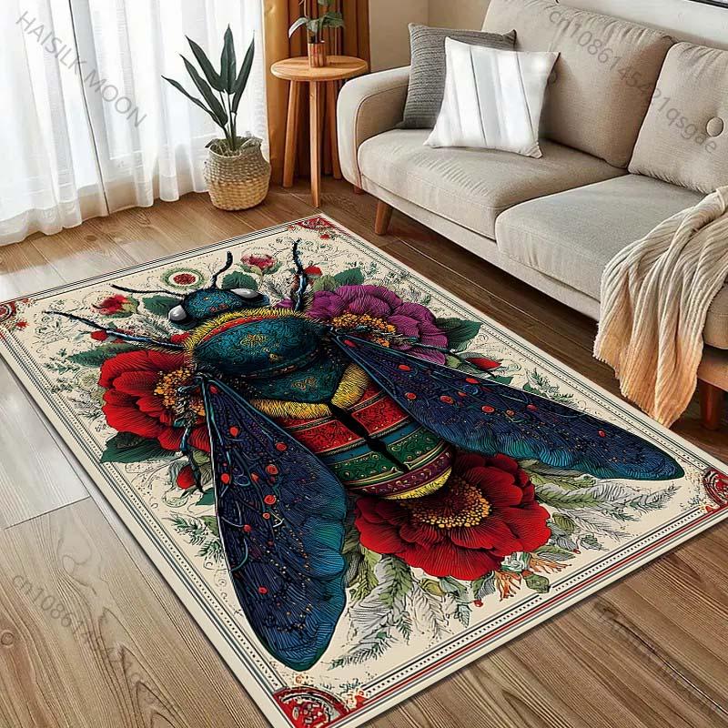 Multiple sizes Insect floral art design Carpet for Living Room Bedroom Sofa Home Decor Rus Non-slip Floor Mat Luxury Gift