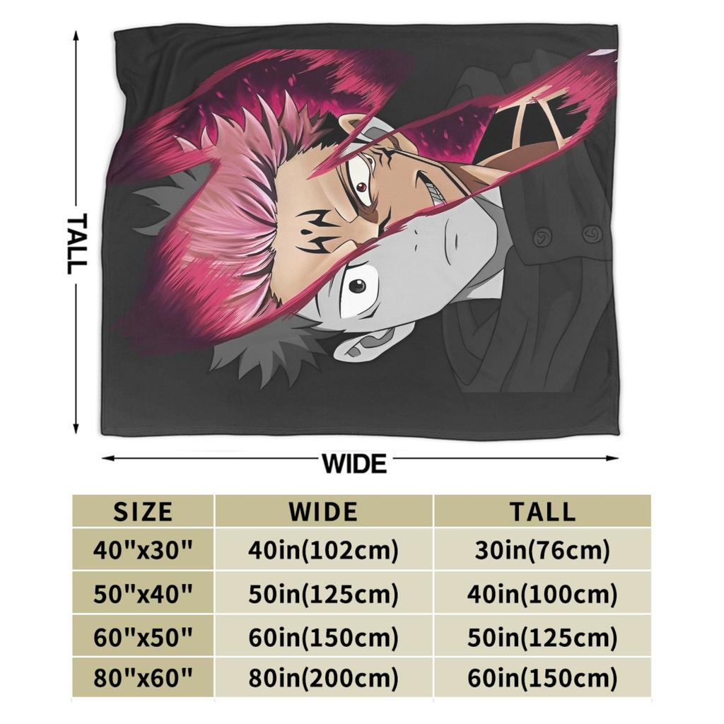 Yuji x Sukuna Blanket Jujutsu Kaisen Flannel Awesome Warm Throw Blankets for Coverlet Decoration,