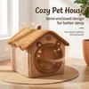 Cama para Gatos Adecuada para Todas las Estaciones, Casa para Gatos Mascotas Desmontable y Lavable, Nido para Mascotas Lindo Semicerrado, Cama Caliente para Gatos
