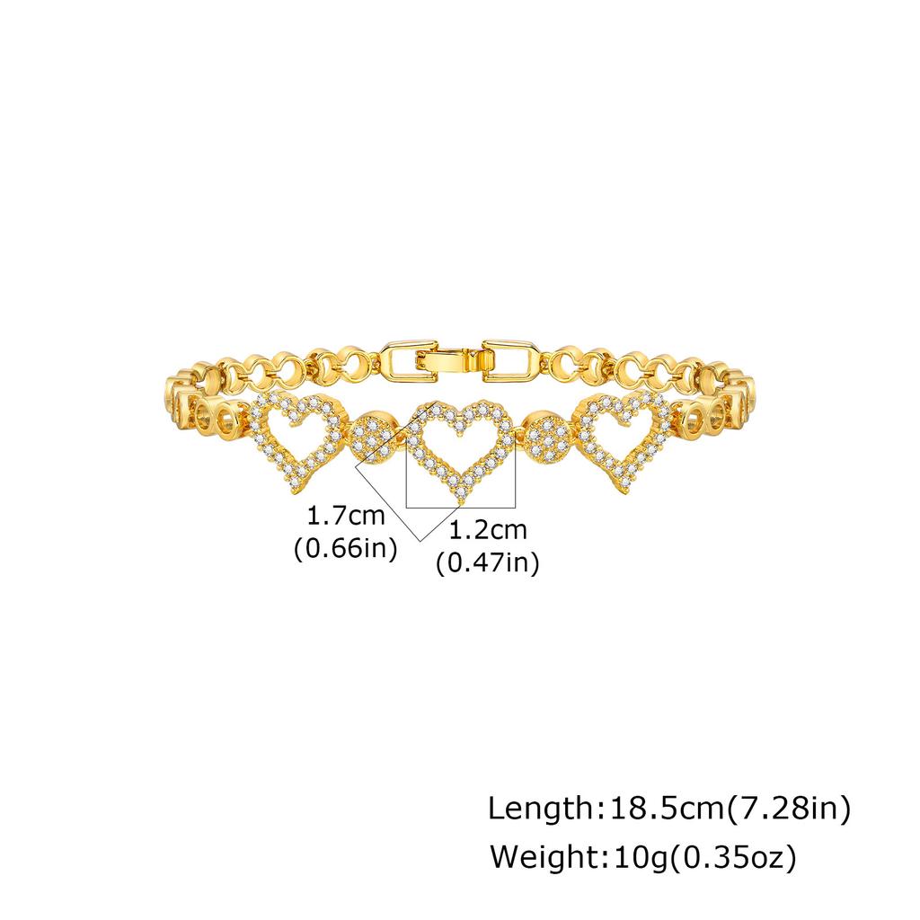Luxury Shiny Zircon Charm Bracelet for Women, Gold Color Metal Geometric Chain Wristband Bangle, Fashion Exquisite Jewelry Gift