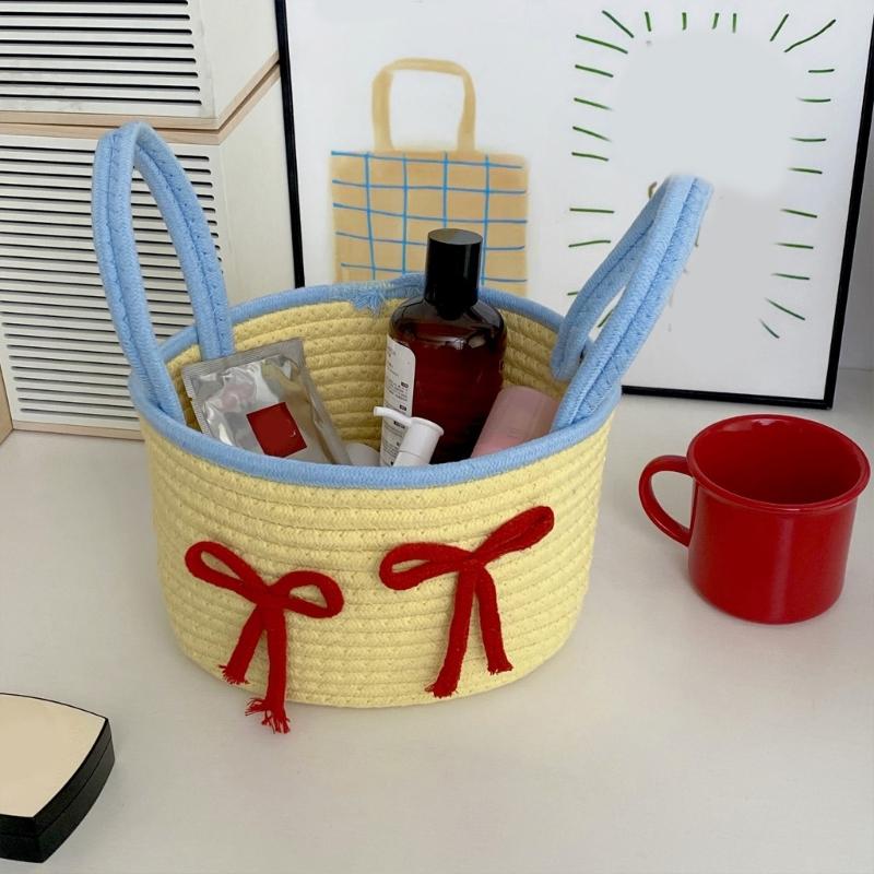 Large Capacity Cotton Rope Basket for Organizing Home Office Supplies Large Capacity Snacks Organizer Bedroom Decoration