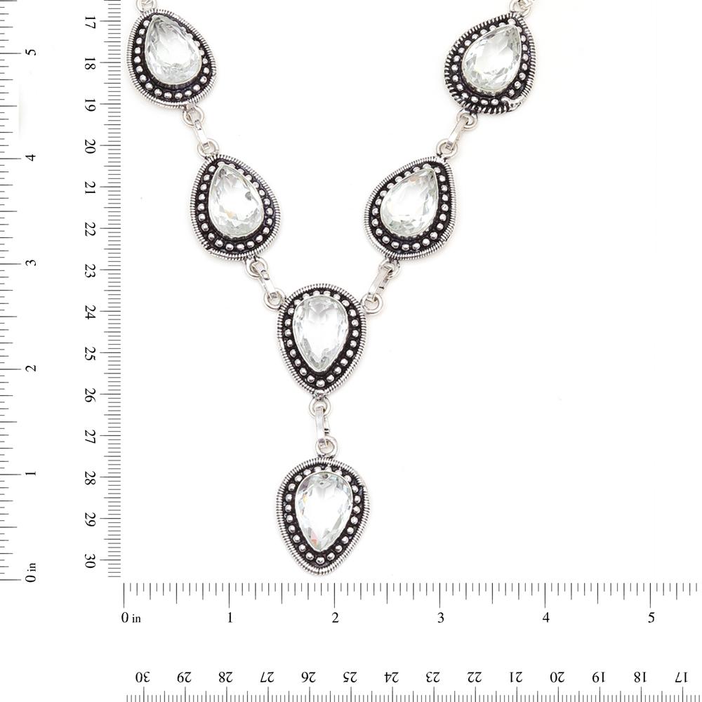 White Topaz Gemstone Friends Jewelry Necklace Set 18-20''
