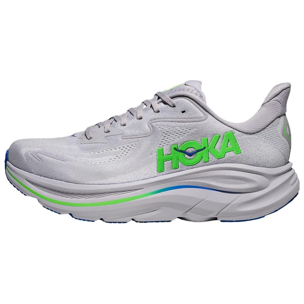 HOKA One One CLIFTON 10 Abriebfest Atmungsaktiv Abriebfest Atmungsaktiv Laufschuhe Herren Grau Grün 1162030-AYNN