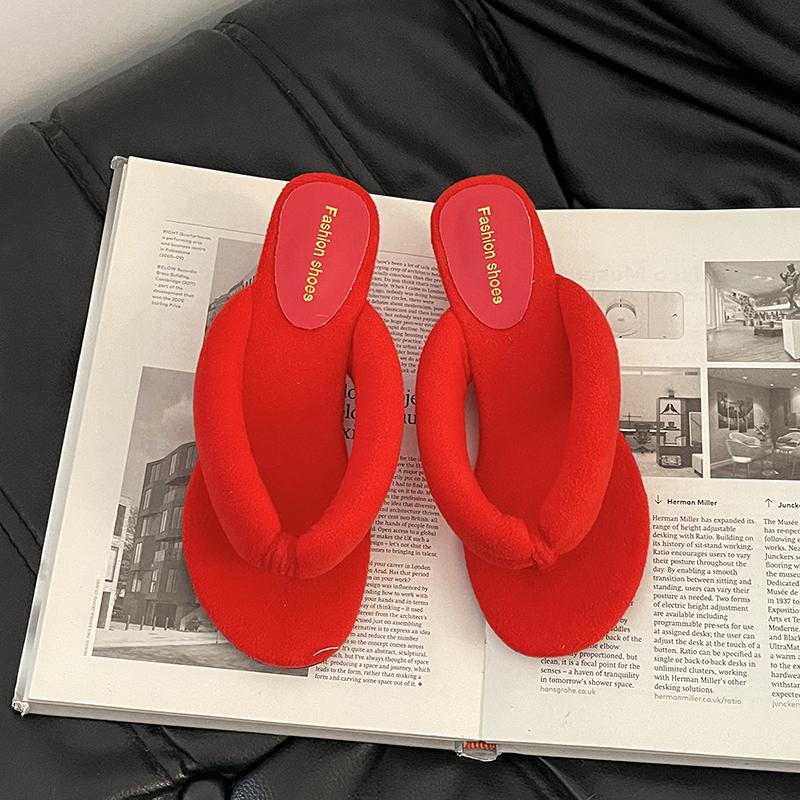 Summer Design Clip Toe Women Slippers Wedges Heel Party Dress Ladies Shoes Zapatos Mujer