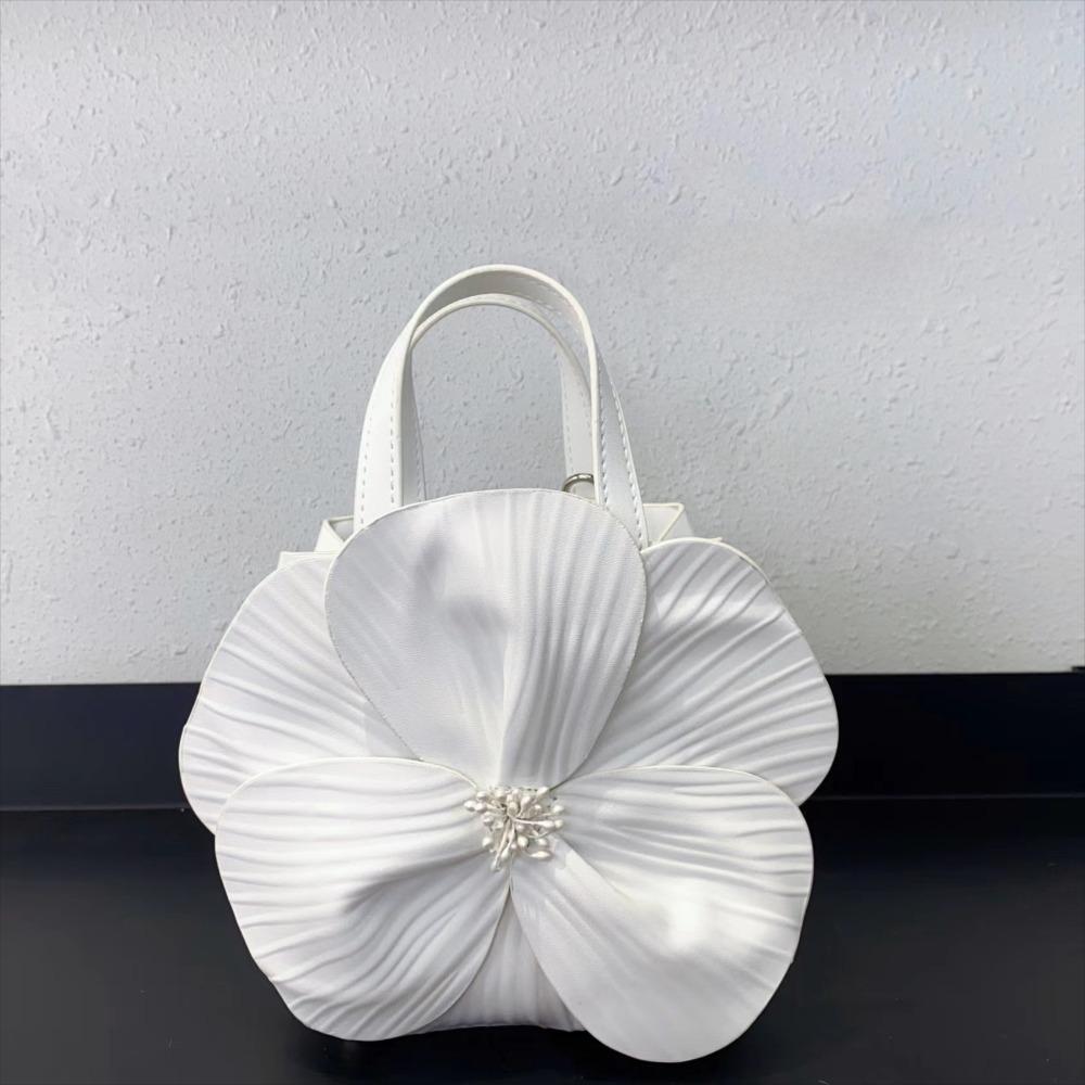 New Chinese-Style Floral Bucket Bag Flower French Mini Tote Bag Drawstring Bucket Purse Women