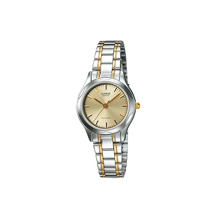 

Casio Standard Series Water Resistant Quartz Movement Stainless Steel Strap Watch Women Watches Gold LTP-1275SG-9AQ Gold Dial Silver Strap