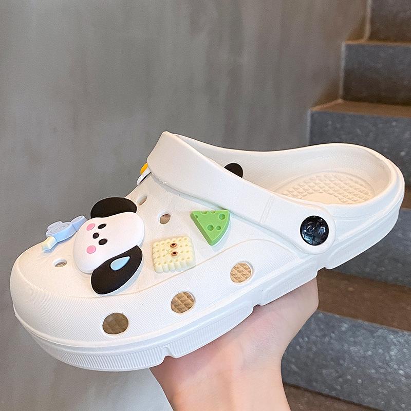 Buty z dziurami damskie antypoślizgowe spersonalizowane modne miękkie na grubej podeszwie do noszenia na zewnątrz letnie plażowe codzienne fajne kapcie nowe