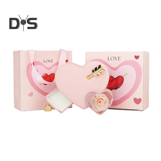 

Шкатулка для украшений в форме сердца со стрелами, консервированные розы, мягкая подкладка, кольца, ожерелья, органайзер для хранения подарков на годовщину розовый