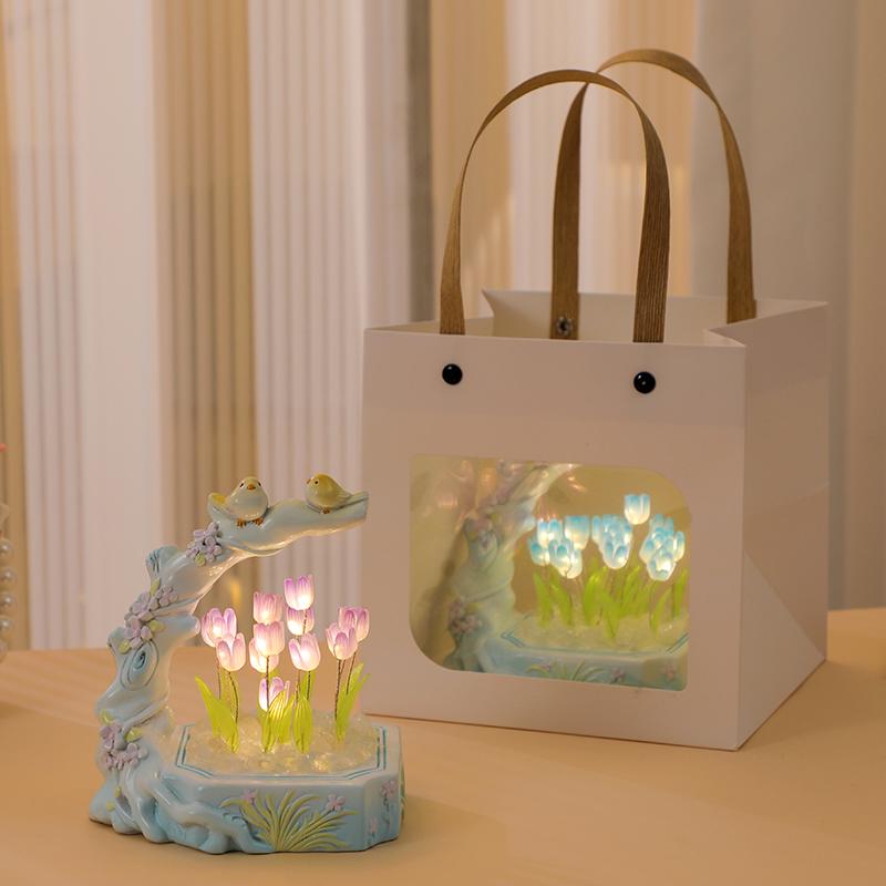 Tulip Night Light DIY Handmade Birthday Gift for Girls & Best Friends – Elegant Qixi Present for Girlfriend