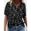 Cat 3D Printed Short Sleeved T-shirt Summer Breathable Polyester Simple V Neck Top