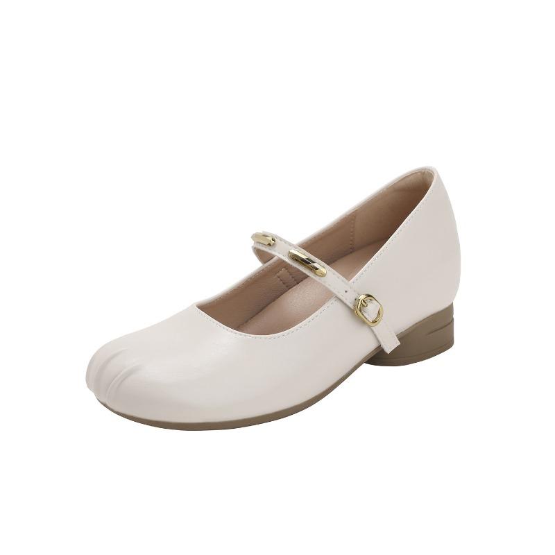 French Mary Jane single shoes women's new shallow mouth one-word buckle soft sole comfortable small size gentle wind