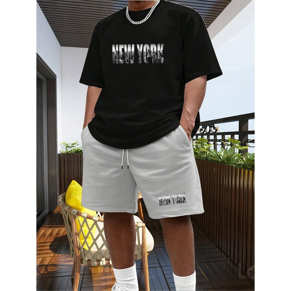 Summer Sportswear Men's Suit Fashion Two Piece Sports Fitness Running Casual Quick Drying Short Sleeved Shorts Set Men