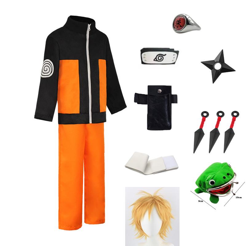 Anime Shippuden Ninja Uniform Uzumaki Costumes Set Jacket Pants Kids Adults Halloween Party Cosplay Costume