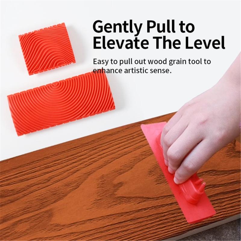 Safe Textured Paint Roller With Ergonomic Handle For Home Decoration Realistic Wood Effect Coating Tool