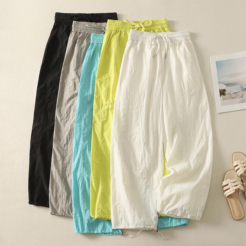 

DIMANAF 2025 Summer Plus Size Pants Women Elastic Casual Harem Pants High Waist Basic Trousers Loose Wide Leg Pants L білий