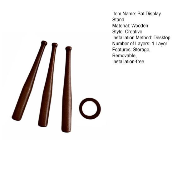 Wooden Baseball Bat Display Stand Mini Holder for Showcasing Balls & Memorabilia Golf Tennis Ball Support Bracket Round Crafted Rack for Home Desktop