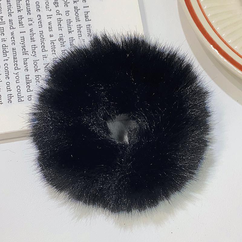 2 Pcs New Colorful Fluffy Hair Band for Women Girls Ponytail Holder Hair Tie Plush Scrunchie Rubber Band Fashion Hair Accessories