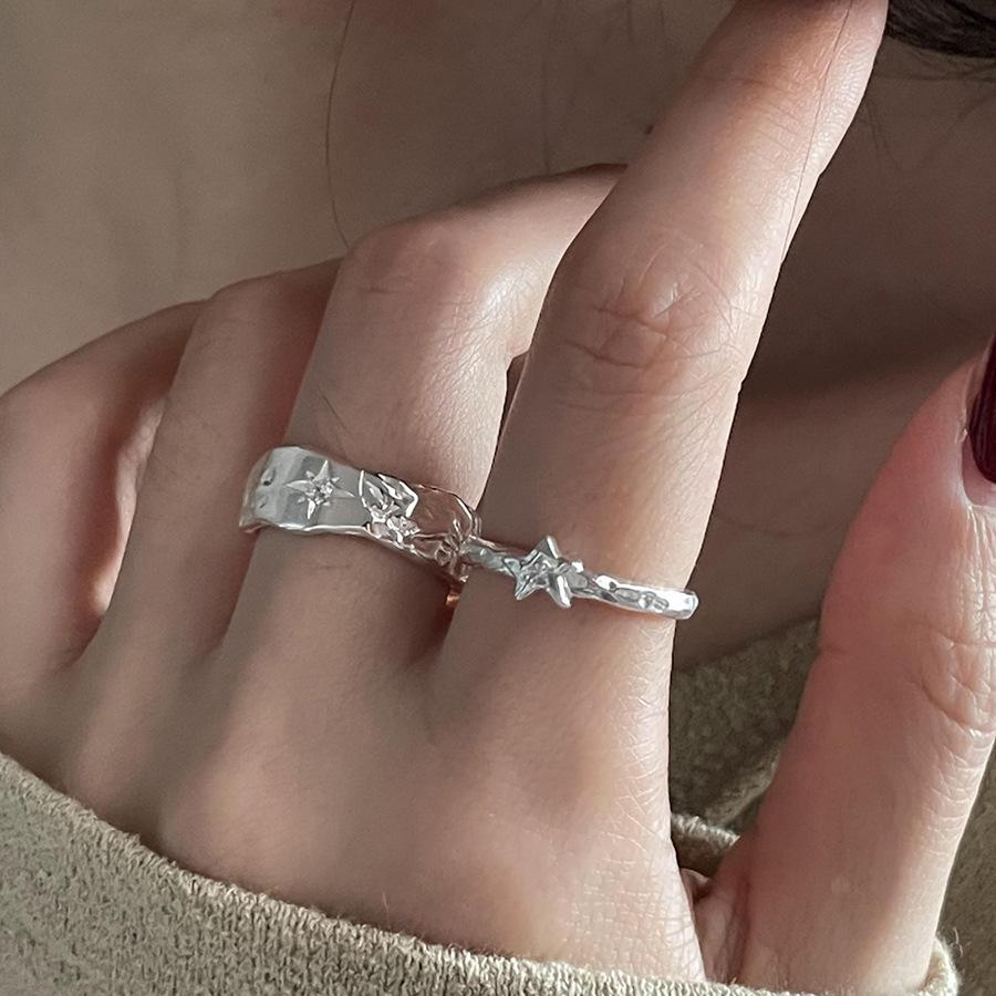 Lady Silver Star Ring Adjustable Size Hand Jewelry Decoration Material Copper