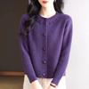 Spring and Autumn  Women's Knitted Cardigan Round Neck Short Sweater Coat Loose Knitted Shirt