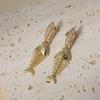 1 Pair Unique Fish Bones Dangle Earrings for Women Fashion Zirconia Earring Jewelry Wedding Party Accessories