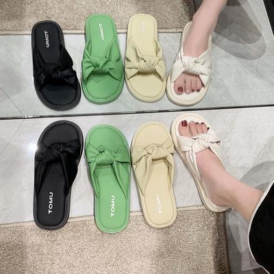 Auf Scheiße treten weichsohlige Hausschuhe für Damen Sommerbekleidung 2025 neu vielseitig lässig schwangere Frauen Ein-Wort-Sandalen Schuhe Tide