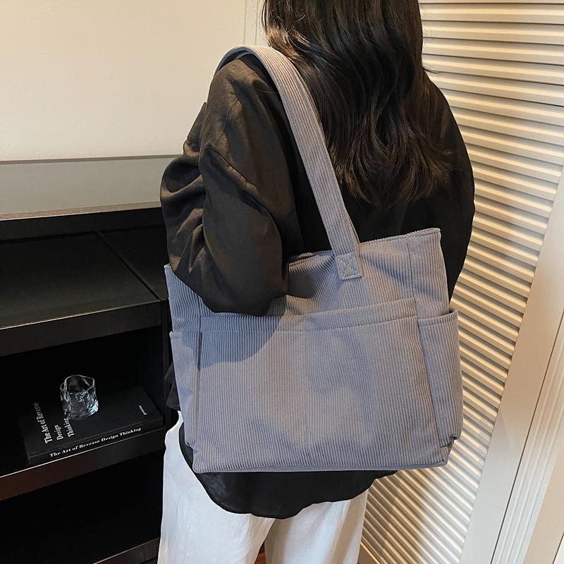 Lightweight Large Capacity Commuter Tote Bag Solid Color Shoulder Bag