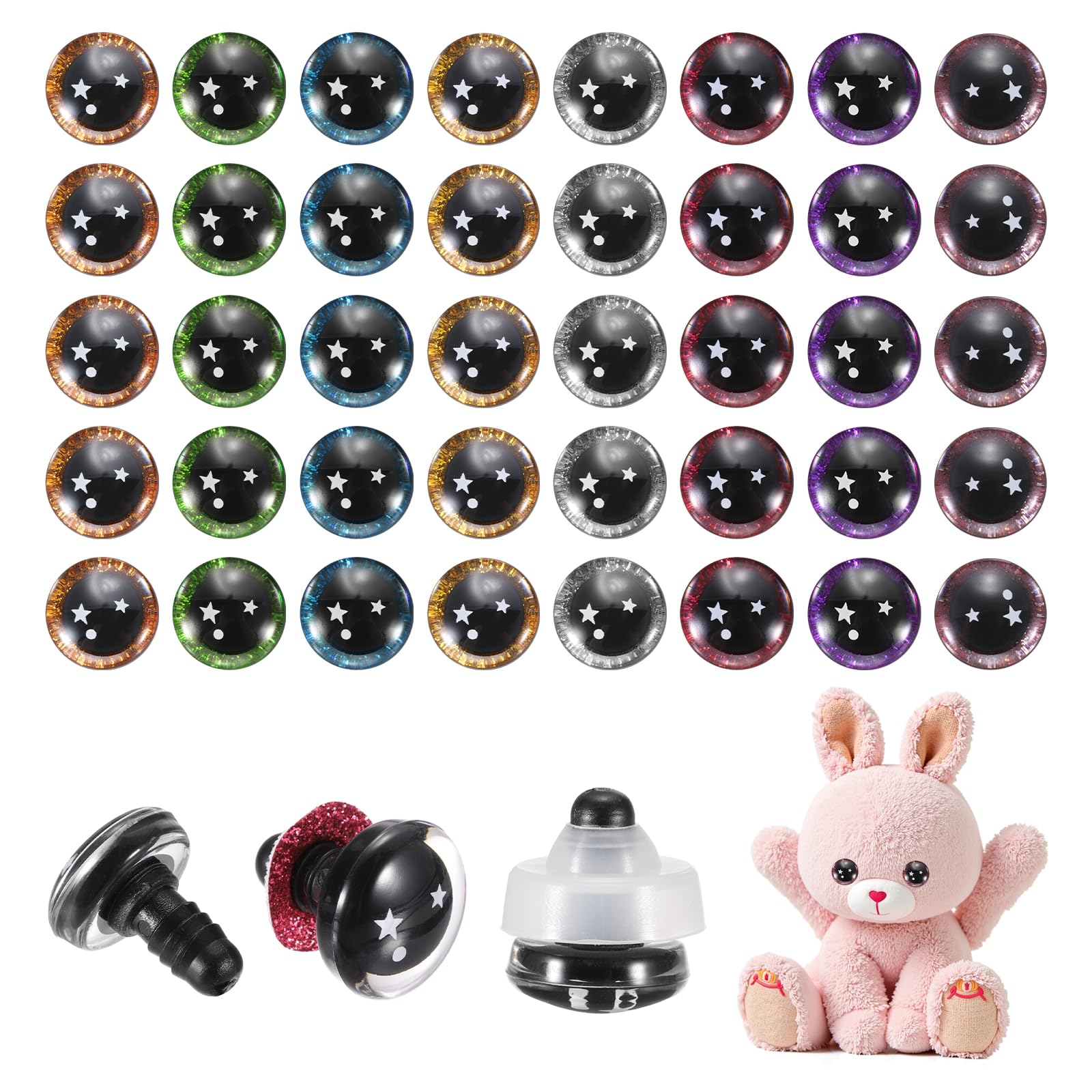 

PATIKIL 18 мм Звезда Набор Безопасных Глаз для Реалистичного Вязания Крючком с 8 Шт. для Вязаных Кукол, Глаза для Хэллоуина, 48, Куклы, Шайбы, Цвета, Украшение,