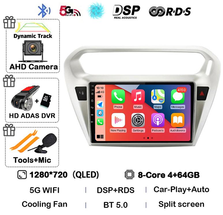 Android 14 Carplay Car Radio For Peugeot 301 Citroen Elysee 2013 2014 2015 2016 2017 2018 Multimedia Video Player GPS Stereo DSP