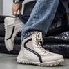 Men's High Top Boots Fashionable and Versatile Street Style Comfortable and Soft Soled Outdoor Travel Shoes