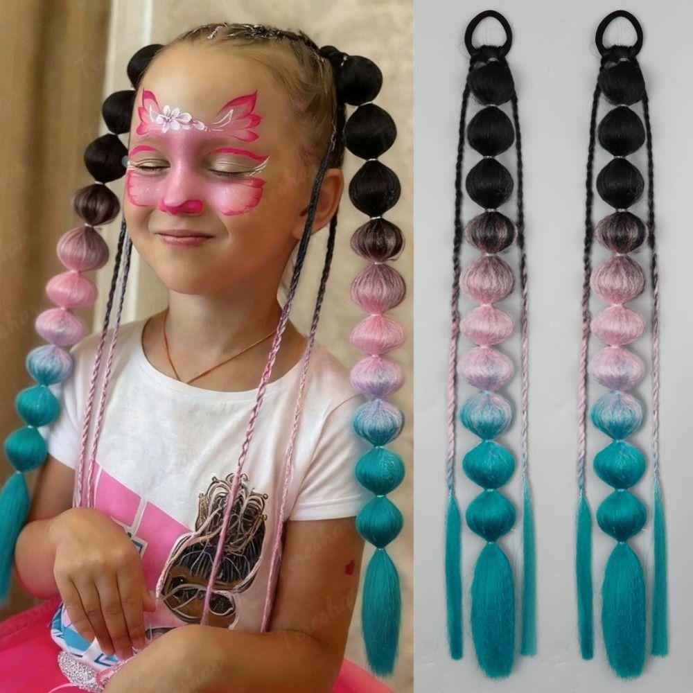 2Pcs Lantern Braid Bubble Jumbo Braid Colorful Braided Ponytails Long Twist Braid Bulk  for Women