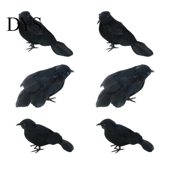 Realistic Feathered Crows Black Crow Halloween Decor, Lifelike Raven Figurine Prop Simulation Ravens for Haunted House, Artificial Bird Ornament Party