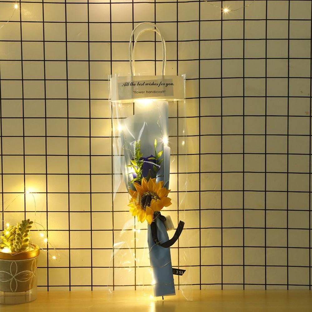 LED Lights Artificial Rose Flower Glowing Simulated Soap Bouquet Soap Flower Teachers Day Blue/Type B