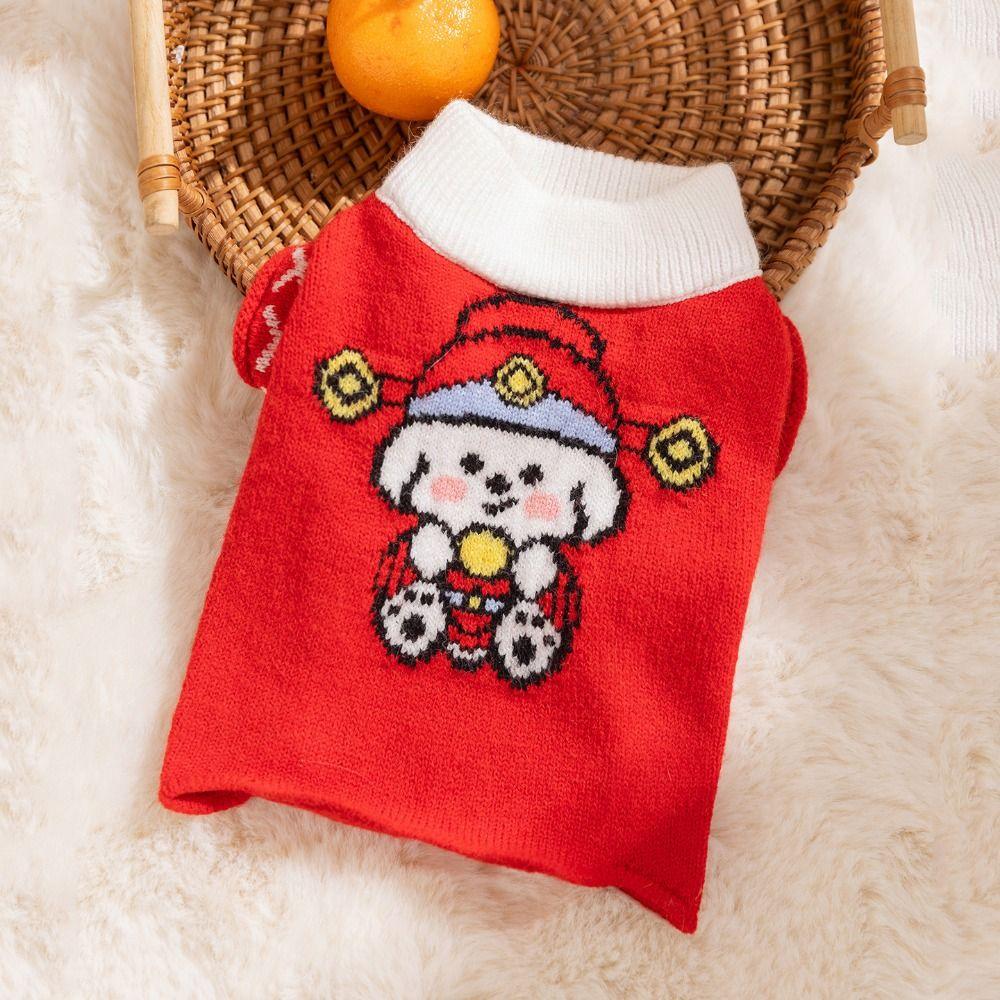Funny Cute Puppy Clothes Adjustable Winter Knitted Pet Coat  Spring Festival