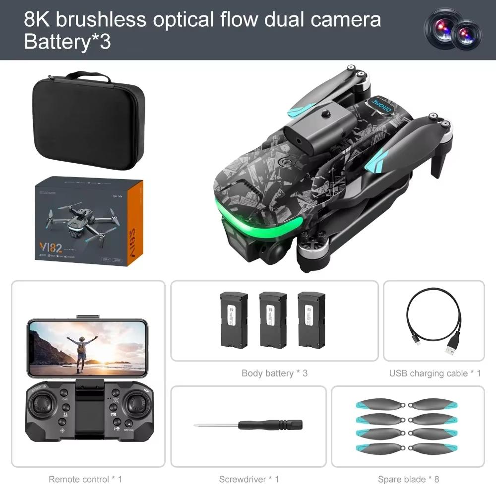 Novo LYZRC UAV V182 Brushless ESC Dual Camera Quadcopter Brushless Aerial Photography Obstacle Avoidance Controle Remoto Brinquedo Posicionamento de Fluxo Óptico