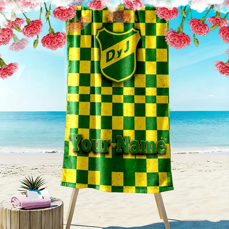 Name Custom Defensa y Justicia Print Beach Towel, Large Soft Quick Dry Towel for Beach Camping Swimming