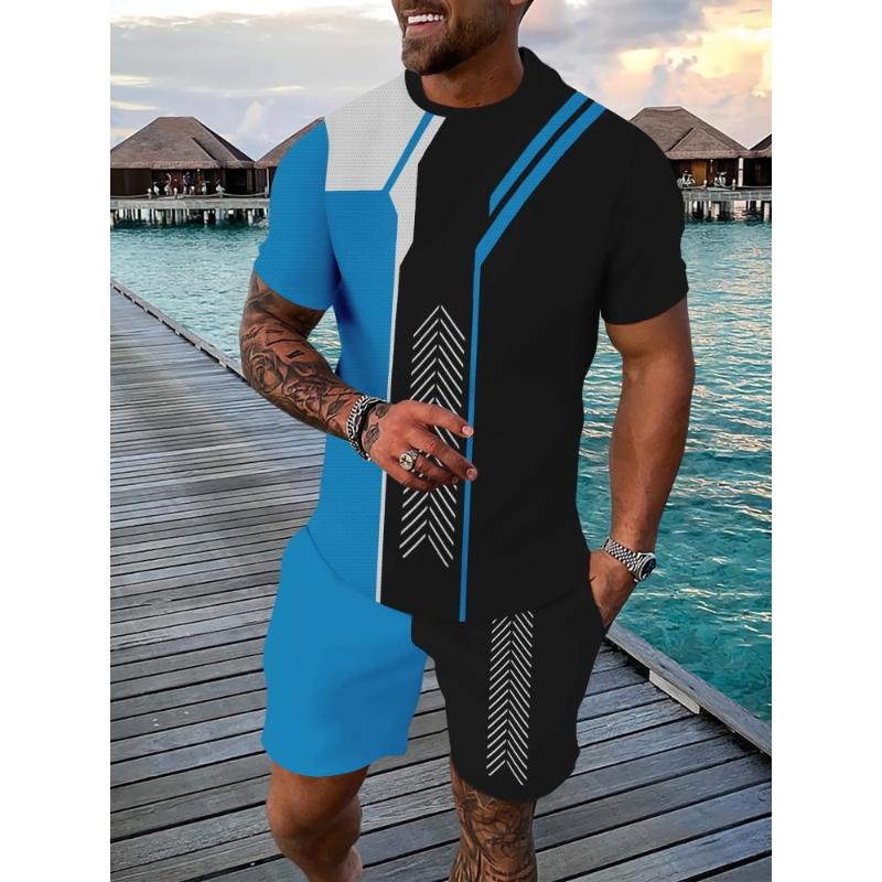 2025 Herren Kurzarm Set Kreativer Graffiti-Druck Outdoor Street Fashion Kurzarm Oberteil Shorts Lässiges Zweiteiler-Set