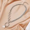 Light Luxury Temperament Full Diamond Large Circular Pearl Necklace Design Sense Splicing Collarbone Chain Women Sexy Jewelry