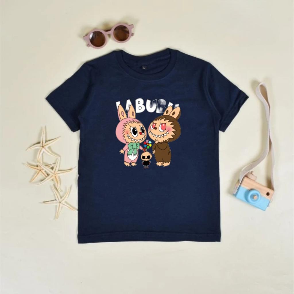 2025 Popular Children's Clothing Short Sleeved LABUBU Cute Round Neck T-shirt Cartoon Style Girl's Top