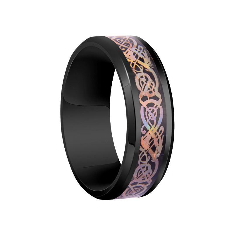 Kissmoon Stainless Steel 8mm Celtic Knot Multicolored Vintage Rings for Men Women Punk Gothic Promise Engagement Jewelry Gifts