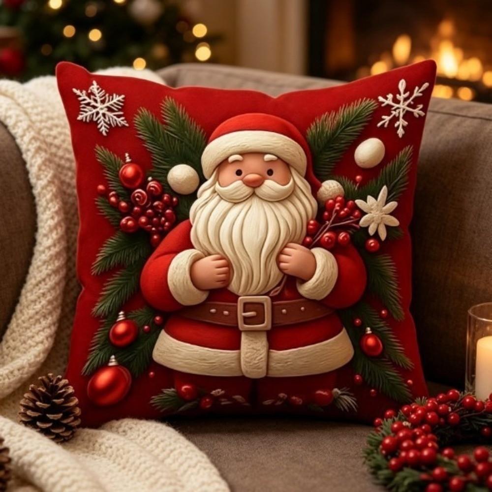 Soft Throw Cushion Case 2D Printed Snowman Pillow Cover Atmosphere Christmas Pillow Covers Sofa