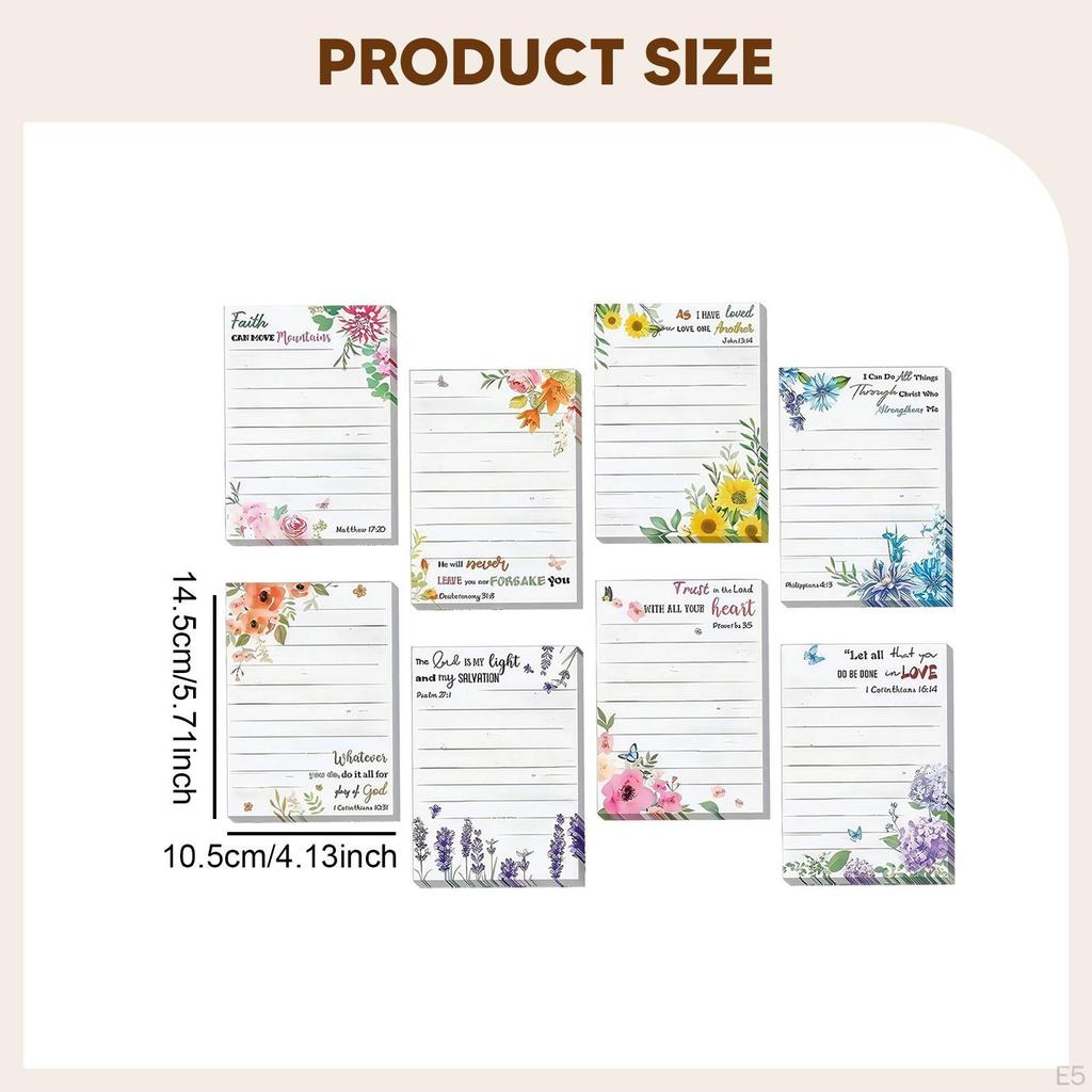 8 Bible Sticky Notepads. Notepads with Christian , Inspiring for Scripture Study, Reminder
