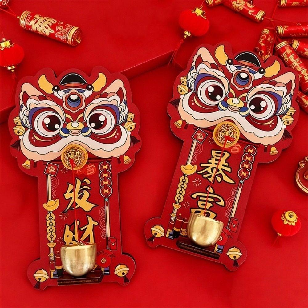Creative Cartoon Lion Doorbell Magnetic Suction Dopamine Entrance Door Bells Good Luck Red Chinese New Year Ornament