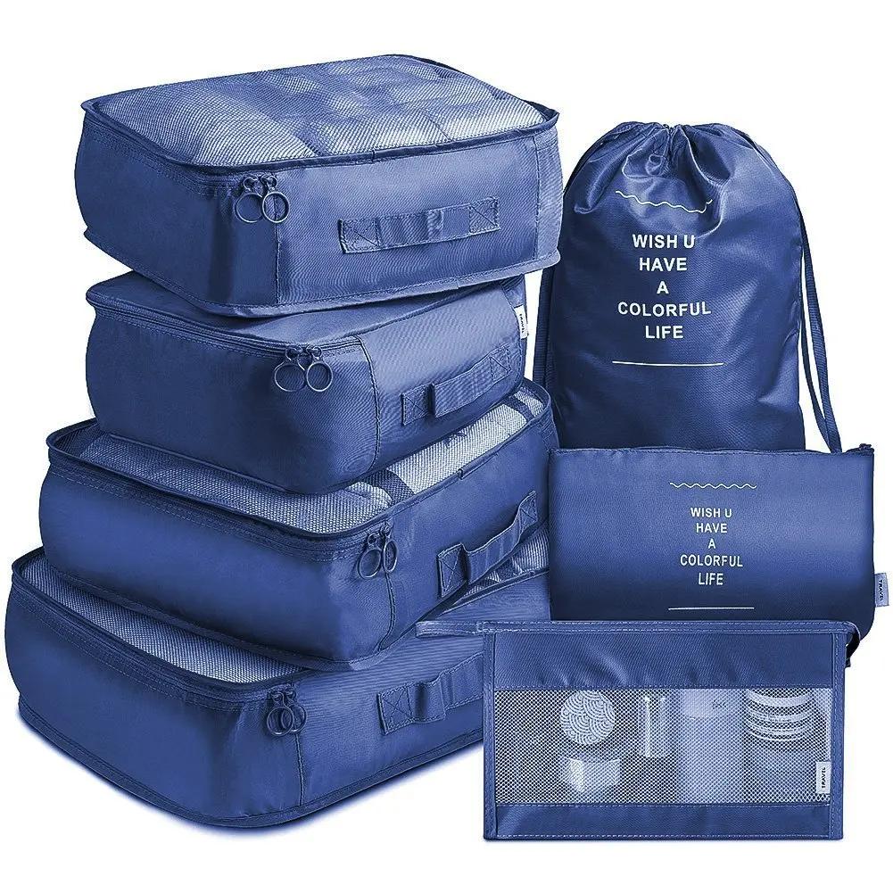 7Pcs Set Travel Organizer Storage Bags Suitcase Packing Cubes Set Cases Portable Luggage Clothes Shoe Tidy Pouch Folding