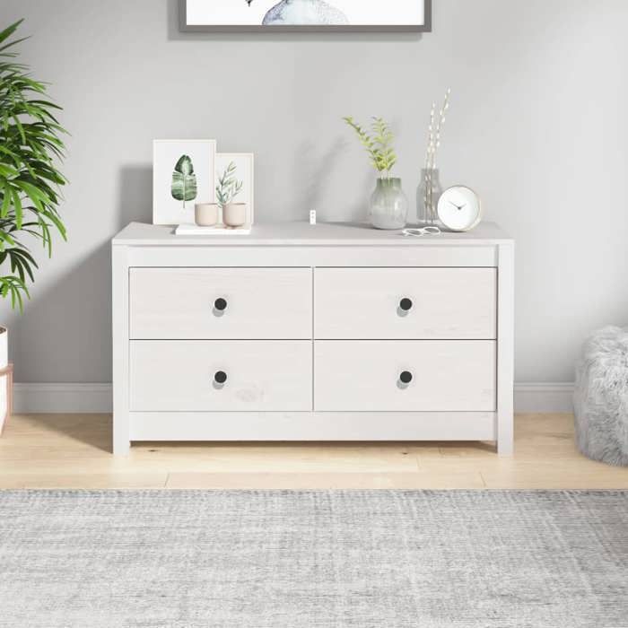 821775 vidaXL Armoire latérale Blanc 100x40x54 cm Bois de pin massif