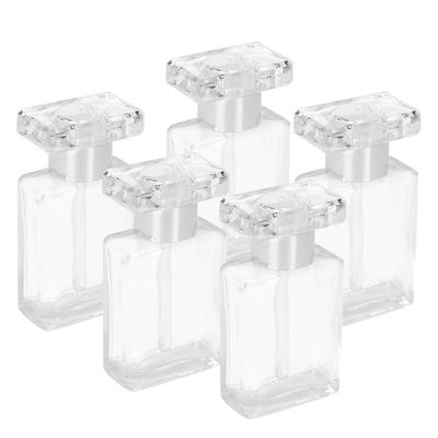 5 Stück Transparente Glas Leere Ätherische Ölflasche Reise Tragbar Nachfüllbare Parfümflasche Silber